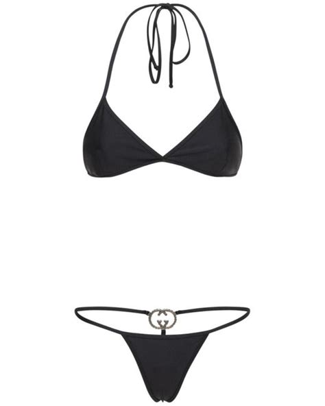 gucci sparkling jersey bikini|Sparkling jersey bikini set in black .